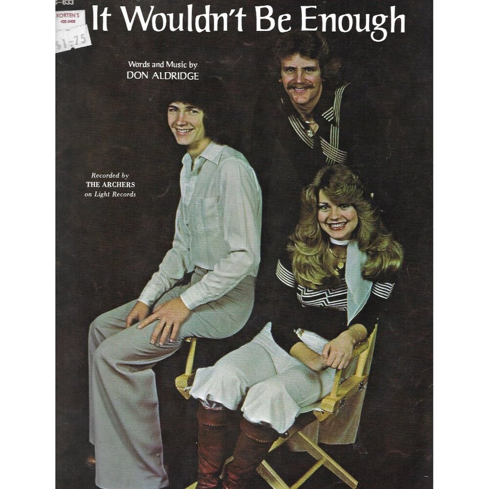 It Wouldn’t Be Enough Don Aldridge (1975) Vintage Sheet Music Lexicon Christian